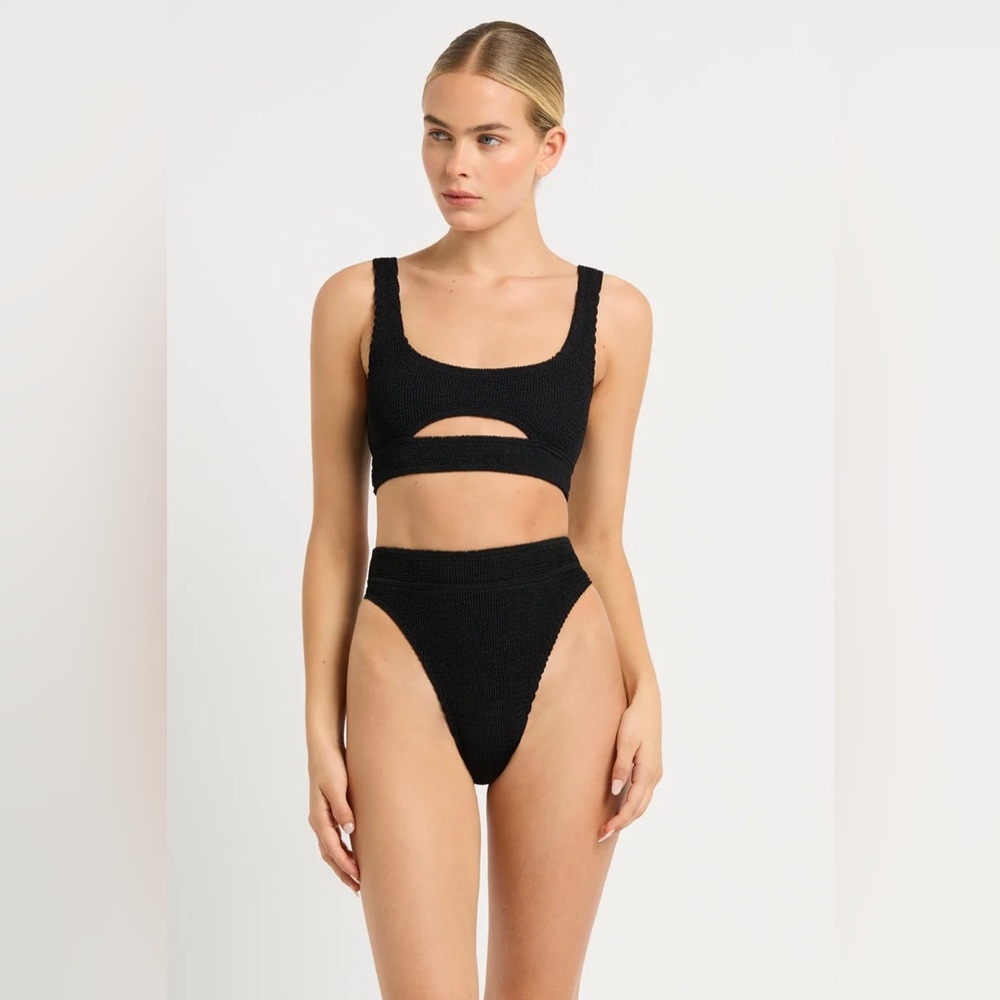 Bond-eye High Waisted Savannah Brief Bikini Bottom in Black